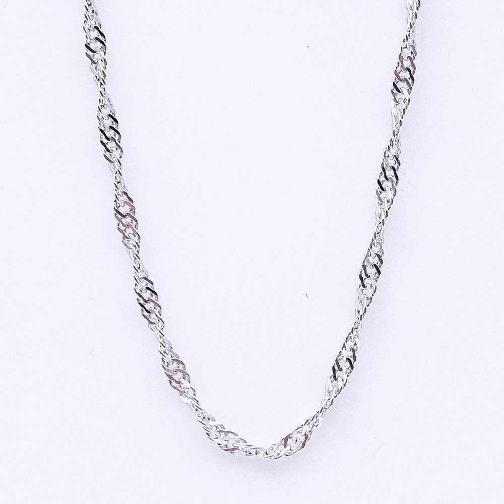 New Sterling Silver 925 Twisted Chain 18" Mens Womens Stackable Necklace Italy